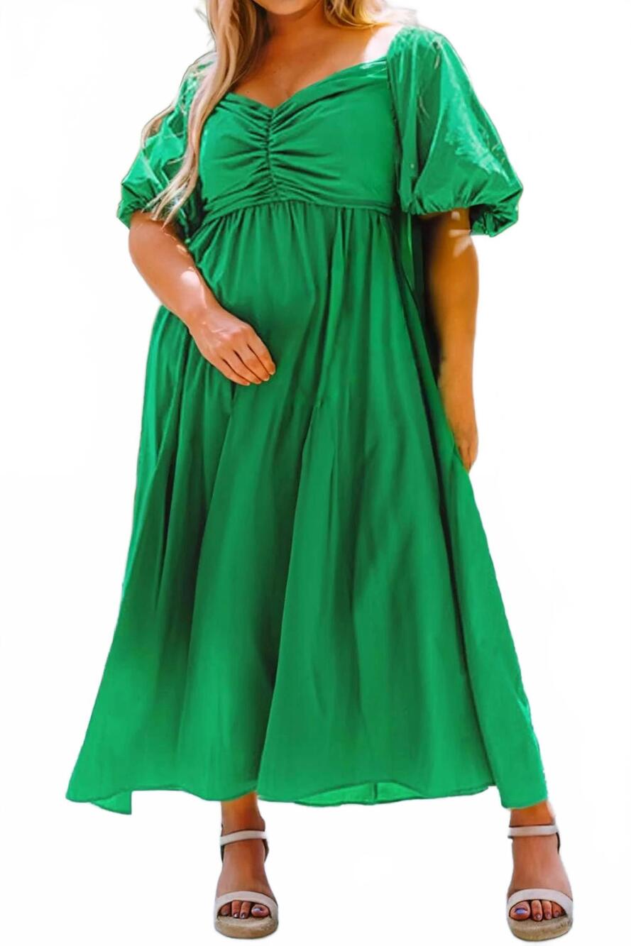 NEW LITTLE DAISY CLOSET women's madison ruched front puff sleeve plus size long